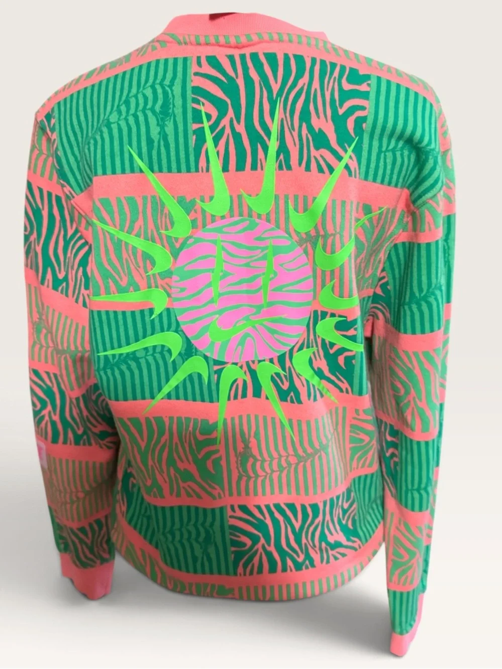 Nike Trippy Safari Club Fleece Sweatshirt Pink Green FN1469-611 XS